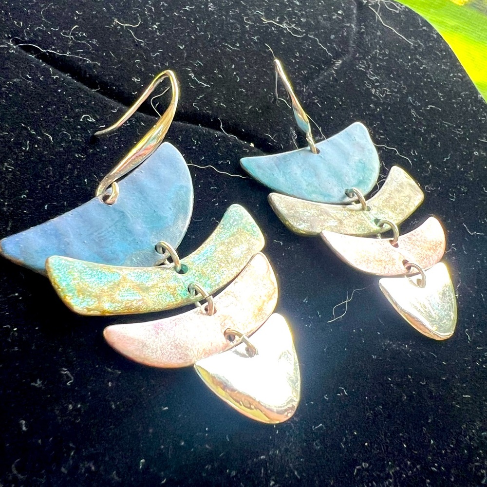 RLM 💛 ROBERT LEE MORRIS STUDIO💙💚 Soho BLUE GREEN SILVER FISH 🐟 Earrings